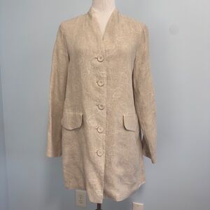 Eileen Fisher Textured Linen Jacket Tan Size S
